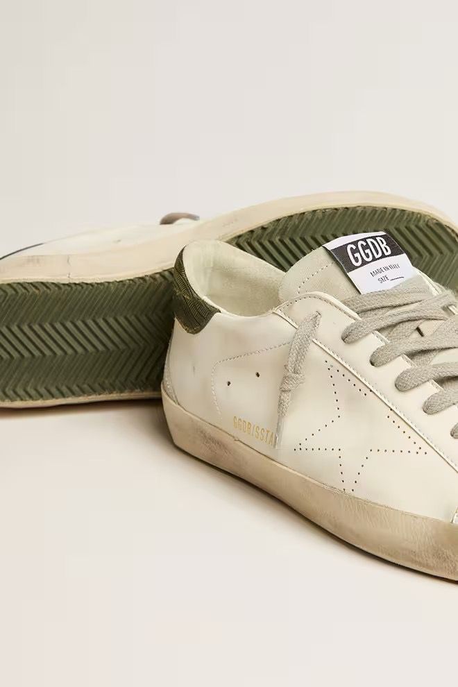 GOLDEN GOOSE SUPERSTAR "Perforated Star and Military Green"