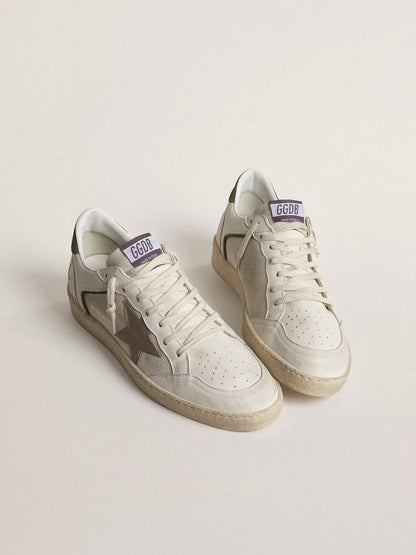 GOLDEN GOOSE BALLSTAR " Green leather heel tab with Yellow-white"