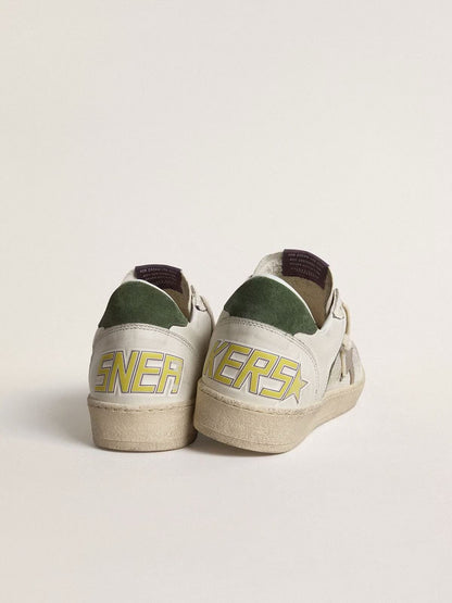 GOLDEN GOOSE BALLSTAR " Green leather heel tab with Yellow-white"